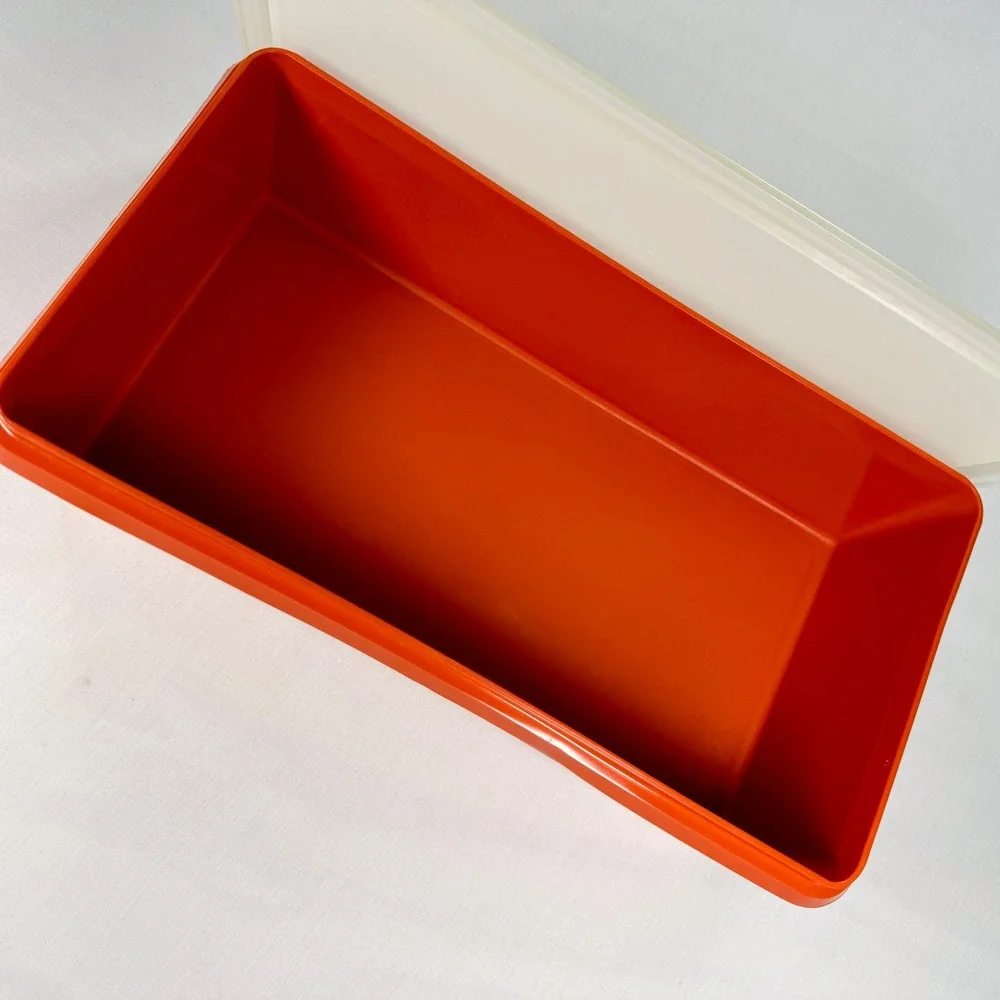 Vintage Tupperware 1970s Burnt Orange Rectangular Picnic To Go Container 677-7